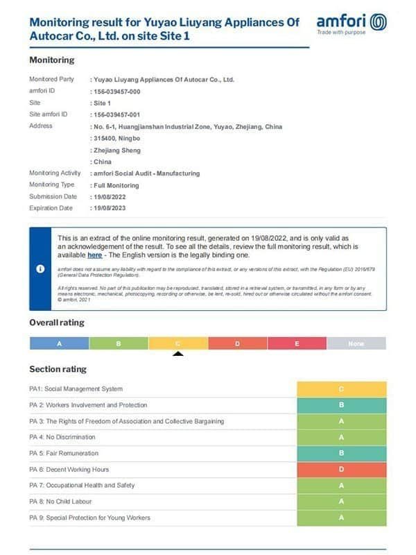 KelyLands掃除機工場BSCI証明書
