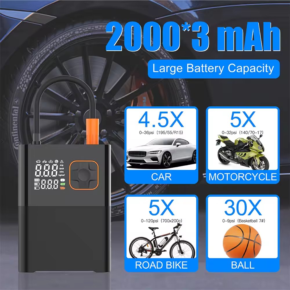 Pompe à air de voiture kelylands CZK-5659 avec batterie 6000mAh