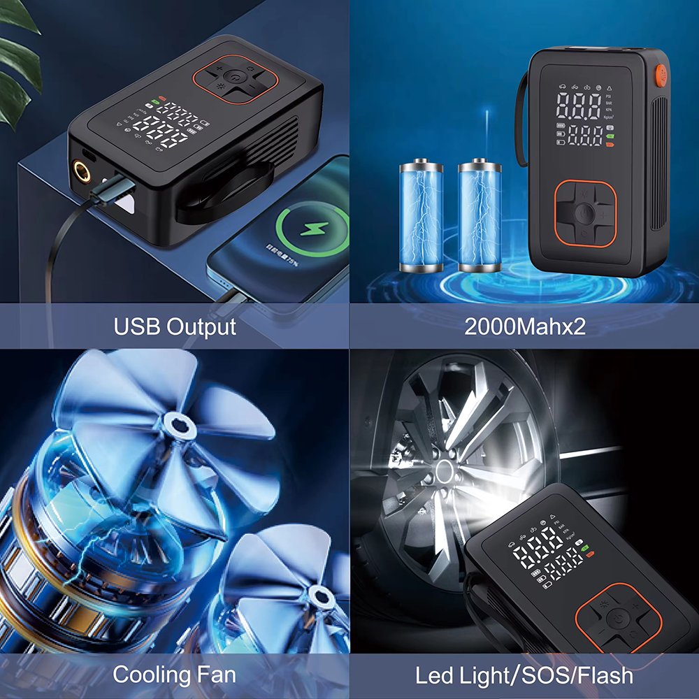 kelylands car air pump CZK-DB02 rechargable and LED lighting