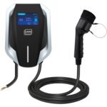 النوع 2 (IEC 62196-2) شاحن السيارة الكهربائية المنزلي ثلاثي الأطوار 32 أمبير بقدرة 22 كيلوواط مزود بشاشة LCD