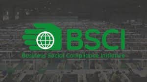 BSCI logo on dark background, business social compliance initiative emblem, corporate social responsibility symbol.