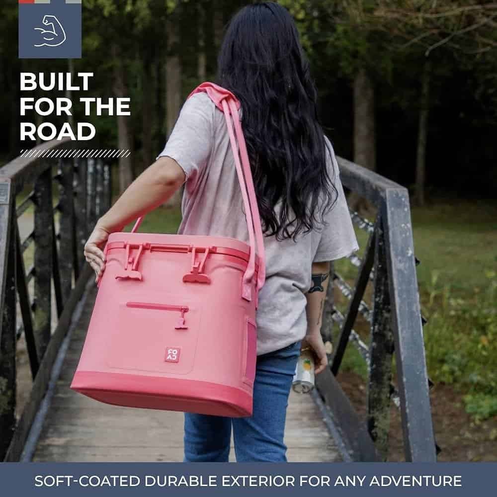 Flexible, waterproof car cooler bag for outdoor adventures and road trips, perfect for keeping drinks cold.