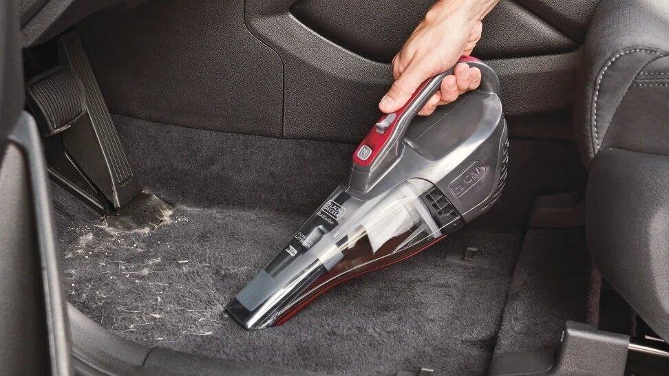 Lightweight handheld car vacuum cleaner for interior cleaning and pet hair removal.