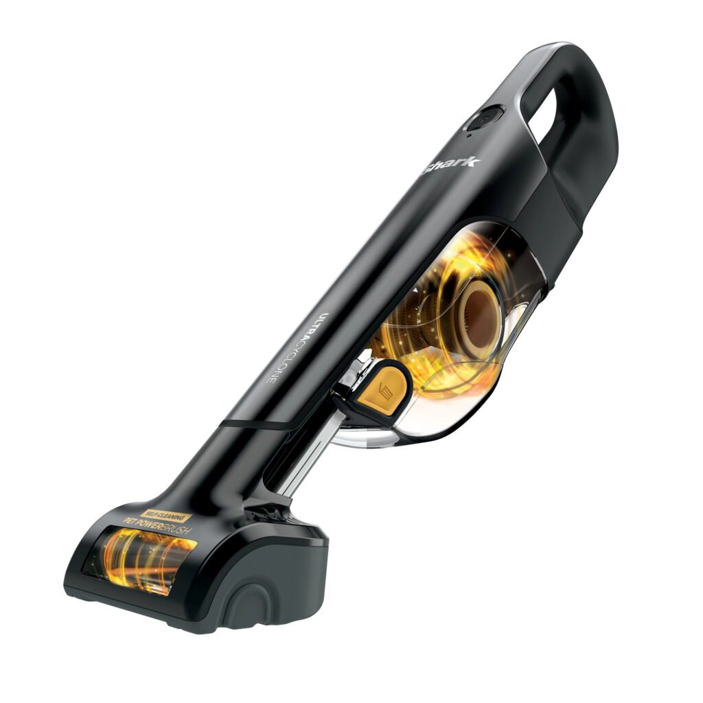 Rechargeable handheld vacuum cleaner with advanced cyclone technology.