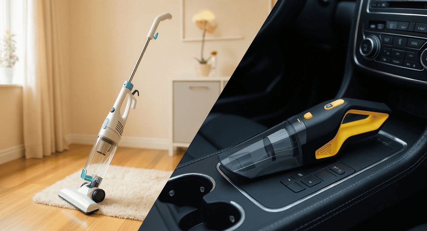 Lightweight cordless handheld vacuum for home cleaning and car interior detailing.