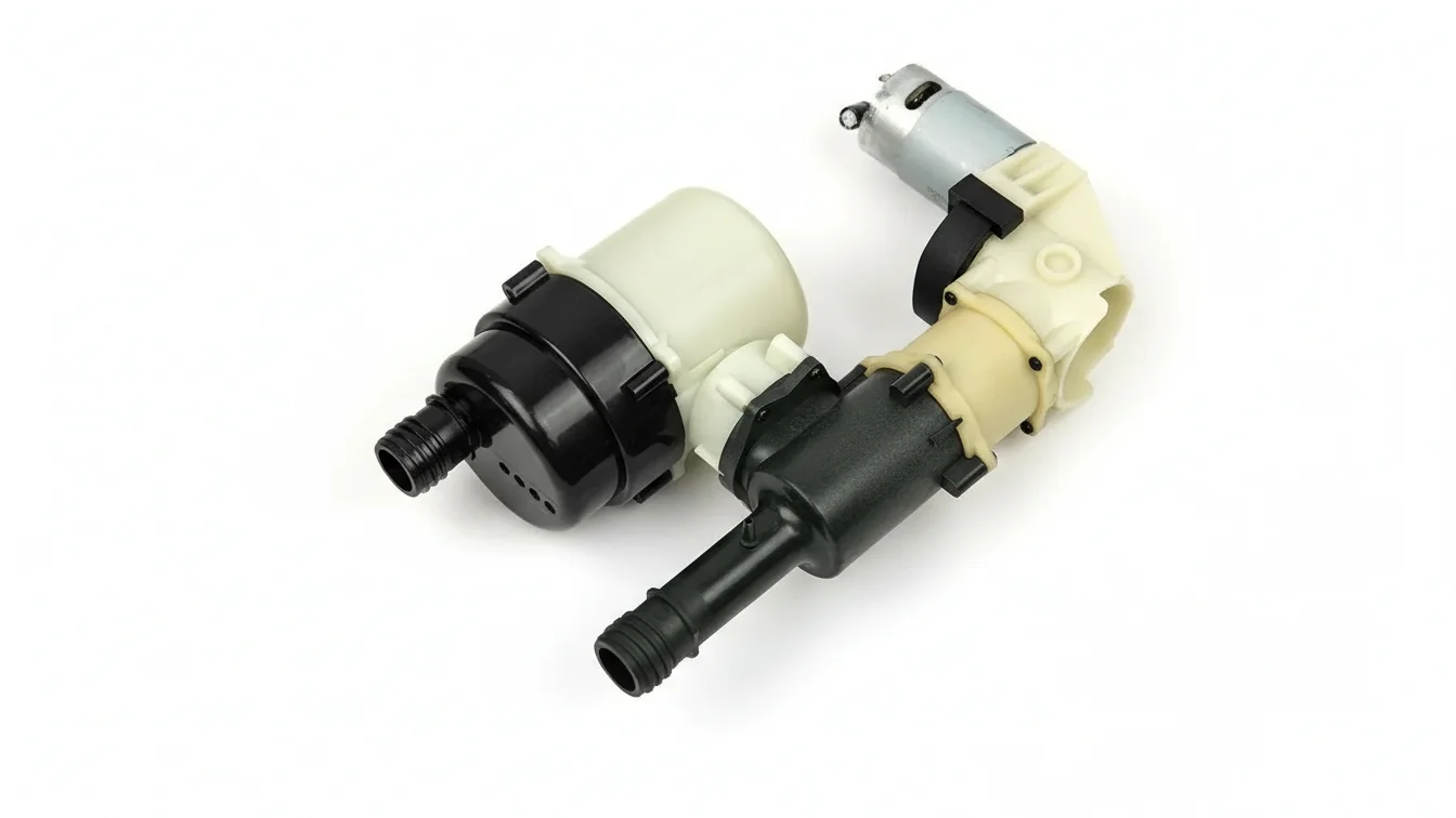 The structure inside a SUP pump in white and black colors