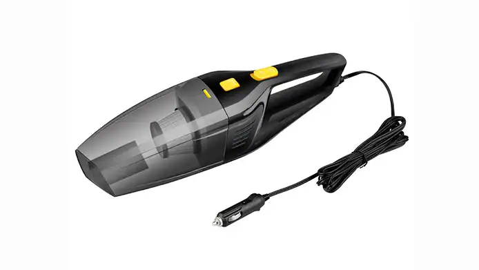 긴 코드와 인체공학적 손잡이가 있는 휴대용 차량용 진공청소기로, 차량용으로 설계되었습니다.