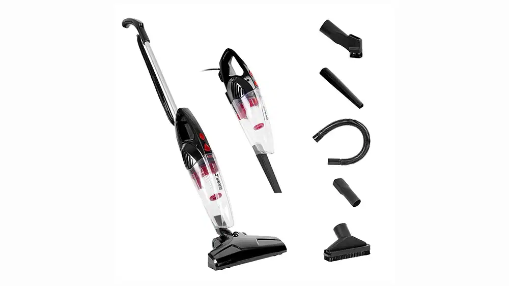 Powerful handheld vacuum cleaner for car cleaning, includes multiple attachments for versatile use.