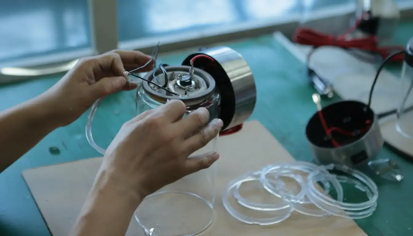 Custom car accessory installation with transparent tubing and tools.