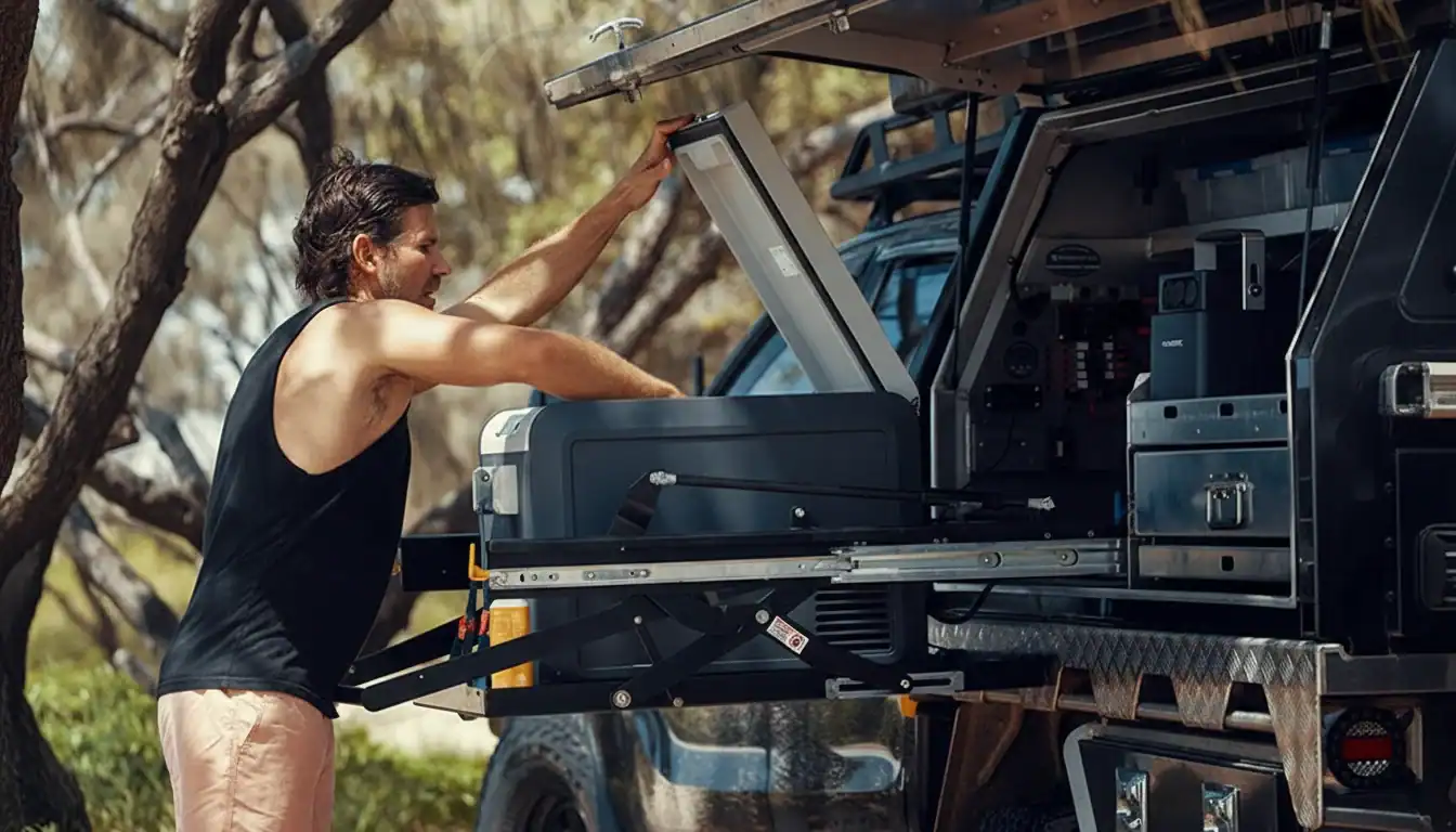 Verbesserter Kofferraum-Organizer mit Stauraum für Outdoor-Ausrüstung und Fahrzeugzubehör.