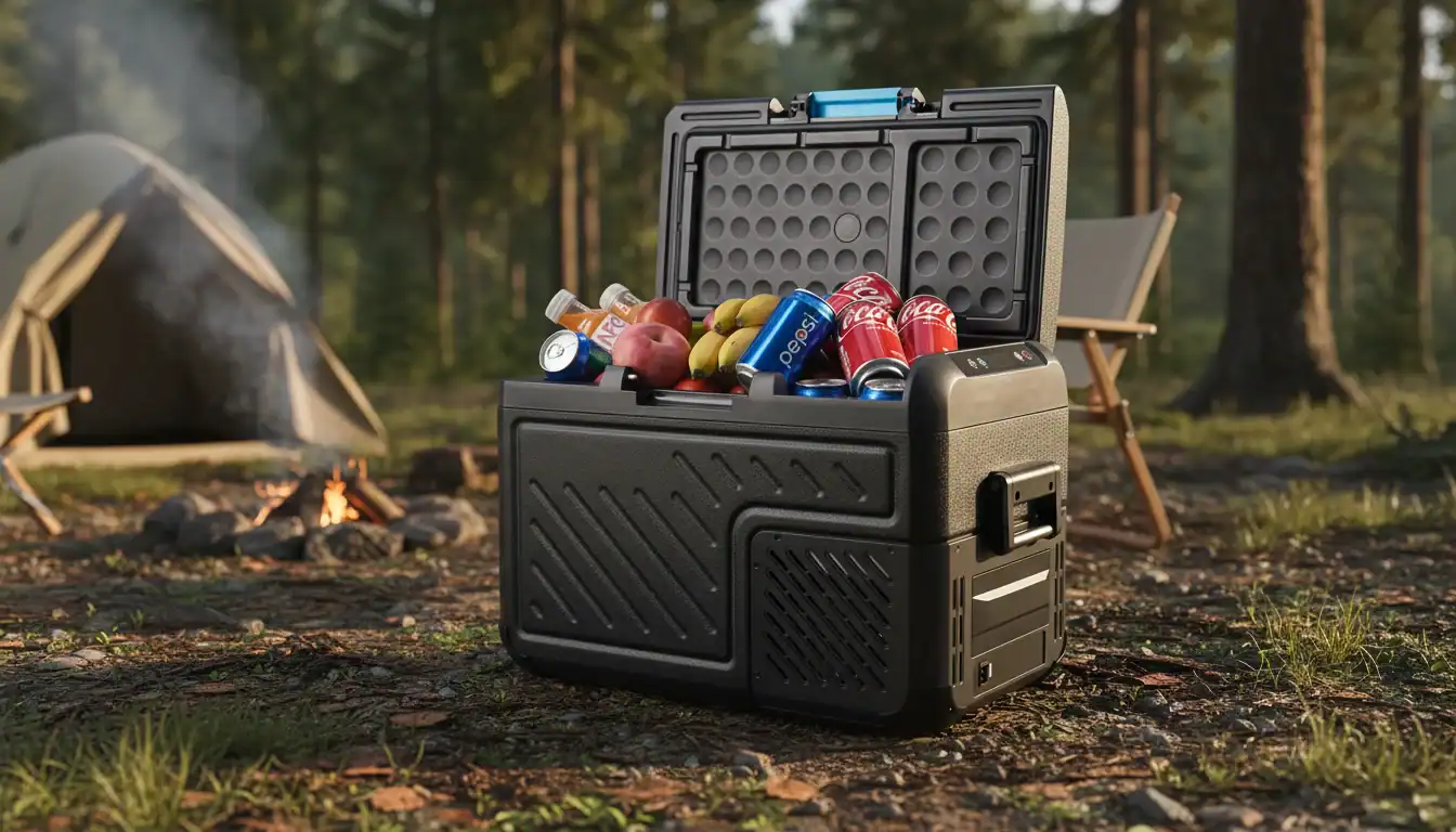 Nevera portátil para coche y caja de almacenamiento para acampadas al aire libre y viajes por carretera, ideal para bebidas y snac.