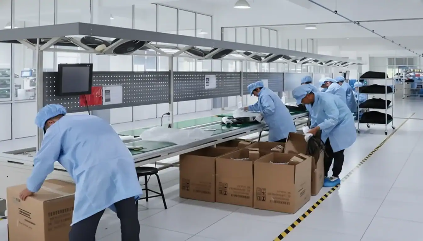 Car accessory manufacturing in a clean, modern factory environment.