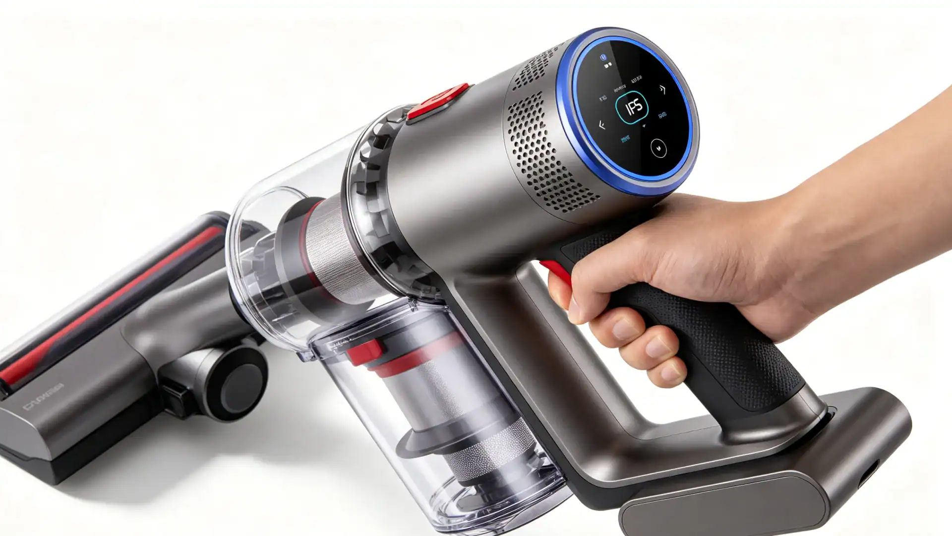 High-tech cordless handheld vacuum cleaner for cars.